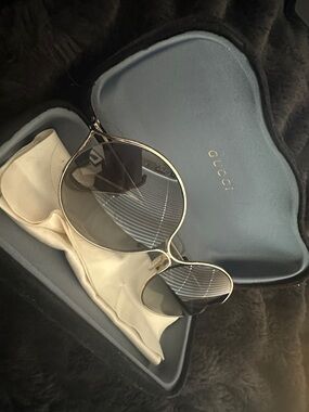 Gucci Gold Frame Sunglasses with Gray Lenses